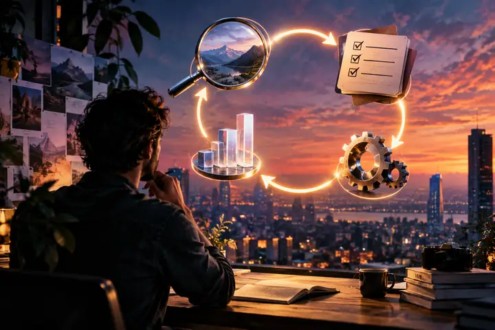 The AI Search Loop links tracking, prioritizing, acting and measuring.